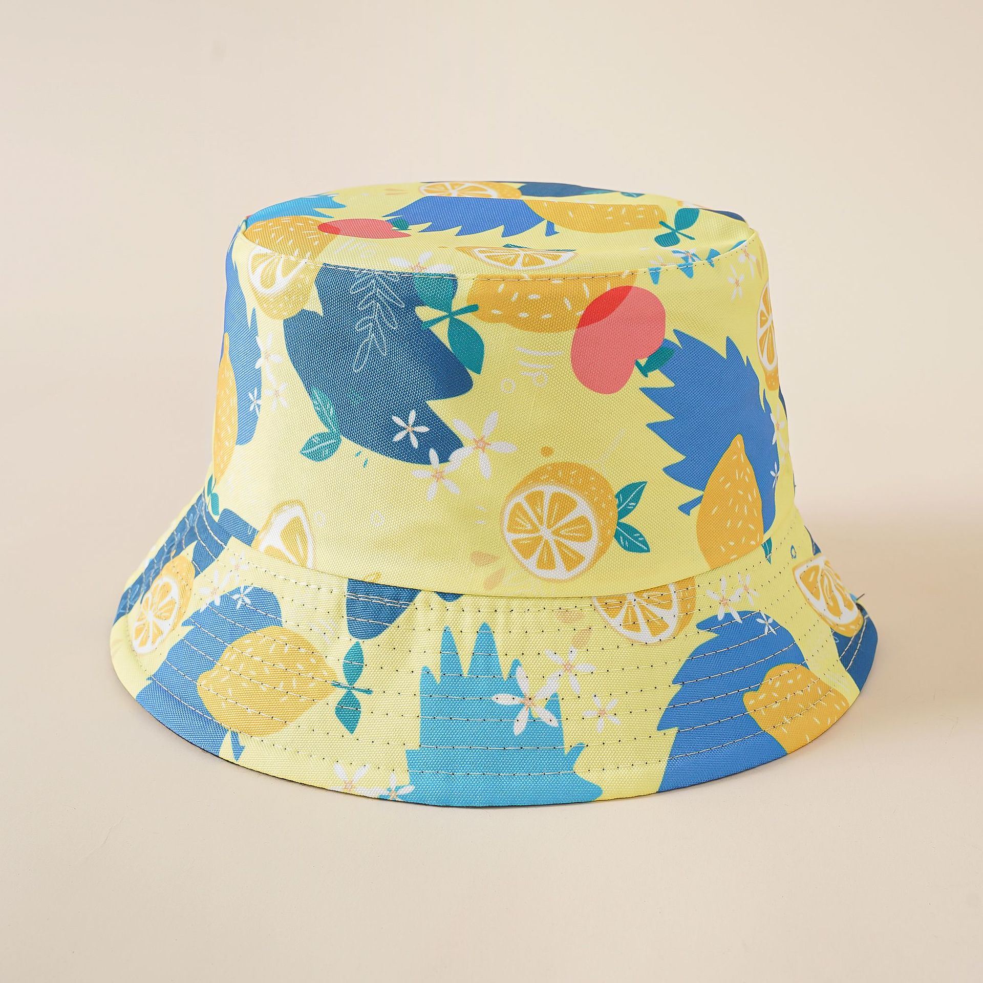 Fisherman hat hat tide double-sided wear creative lemon basin hat cover face breathable hat sun hat Doba